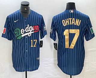Men's Los Angeles Dodgers #17 Shohei Ohtani Number Mexico Blue Gold Pinstripe Cool Base Stitched Jersey,We sell and wholesale Men's Los Angeles Dodgers #17 Shohei Ohtani Number Mexico Blue Gold Pinstripe Cool Base Stitched Jersey on line form chian!